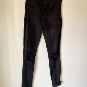 Express black distressed skinny jeans